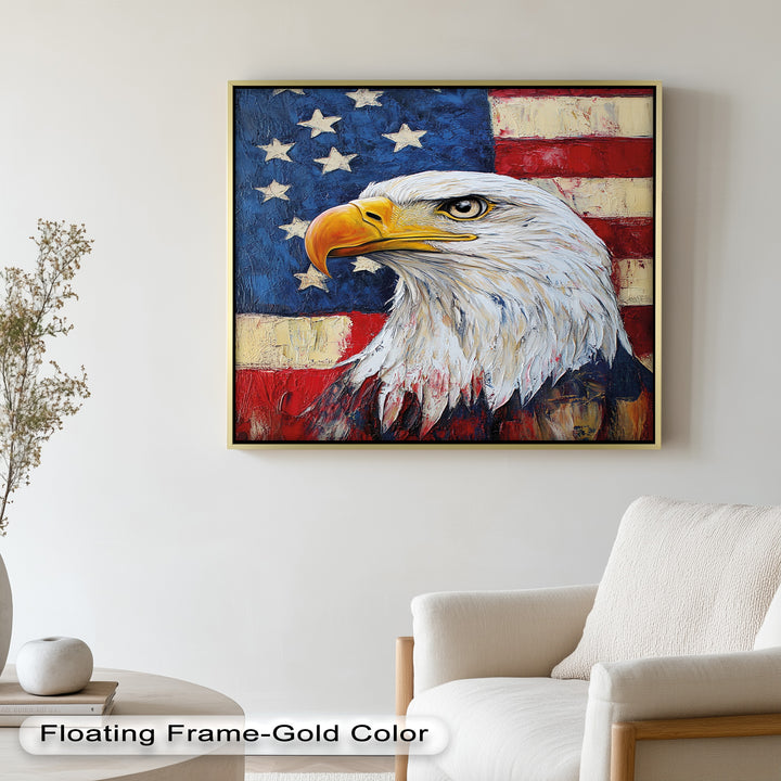 Amerikanischer Weißkopfseeadler Portrait - Patriotisches Ölgemälde