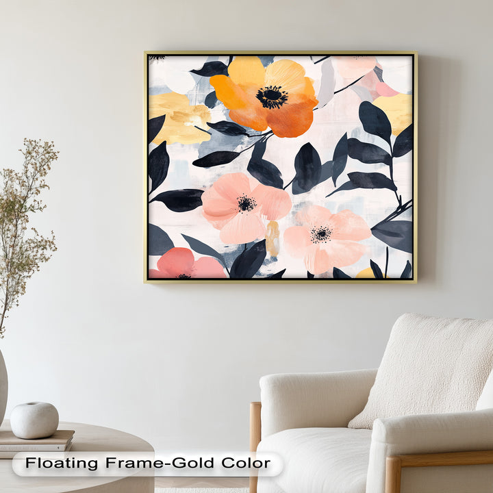 Soft Harmony – Peach and Mustard Floral Oil Painting
