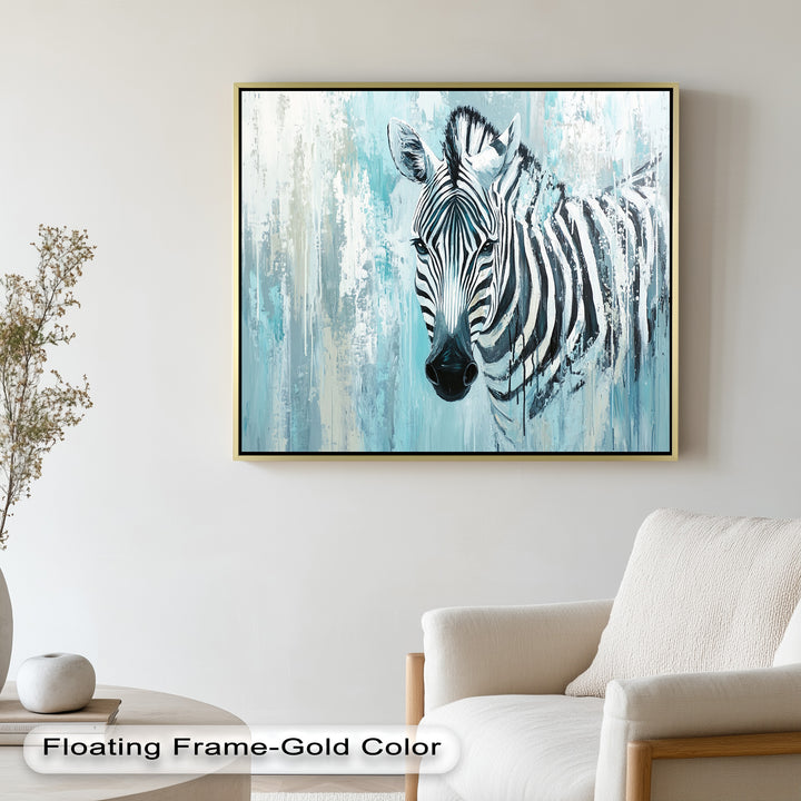 Zebra in Blue Abstract Style - Animal Oil Painting