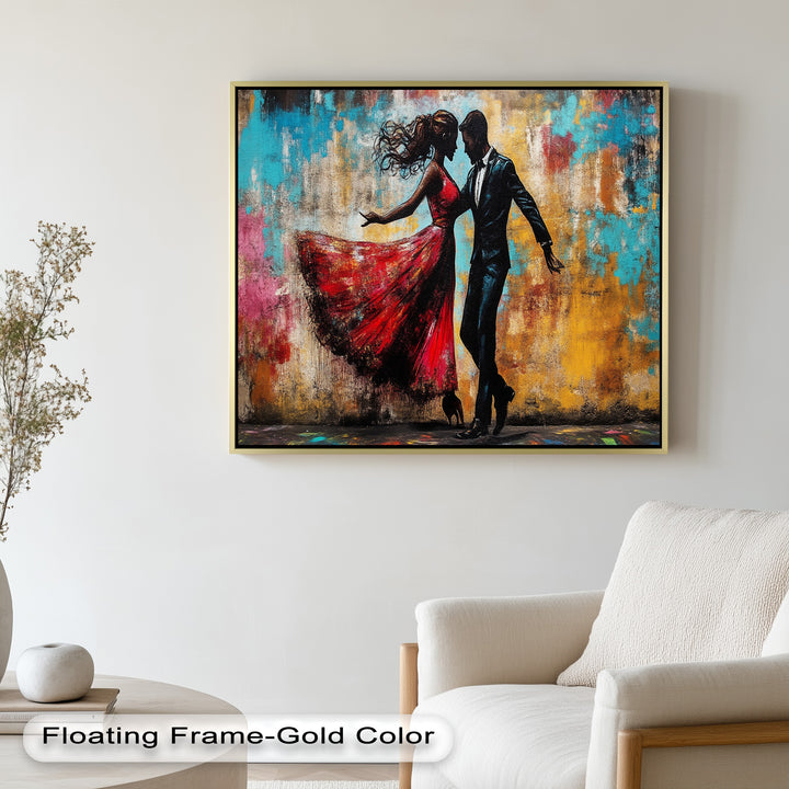 Whirl of Passion – Dancing Lovers in Red Love Oil Painting