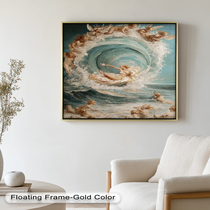 Birth of the Wave – Mythological Goddess and Cherubs Oil Painting