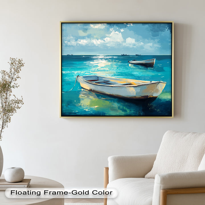 Still Waters at Sea – Boat Oil Painting
