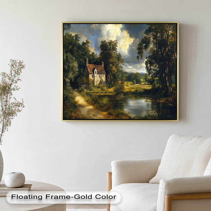 Rustic English Cottage – Charming Countryside Oil Painting