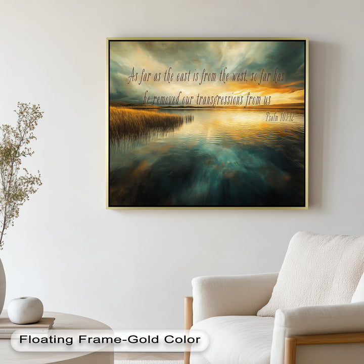 Psalm 103:12 – Divine Forgiveness Bible Verse Oil Painting