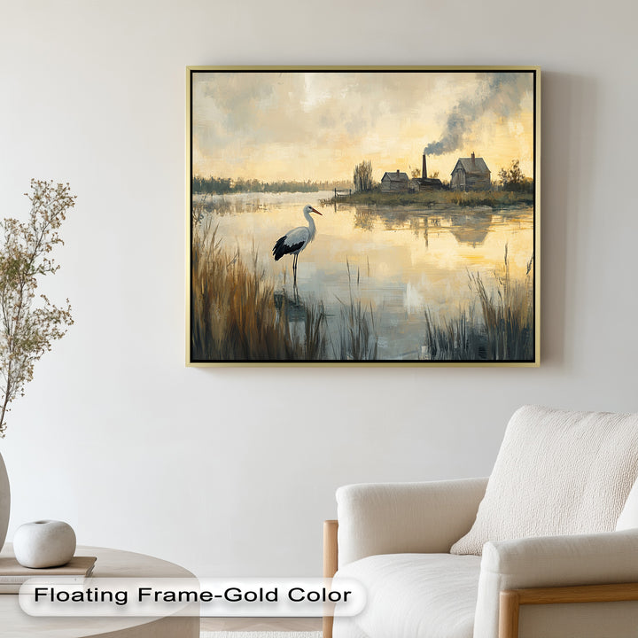 Stork at Dusk – Animal Oil Painting