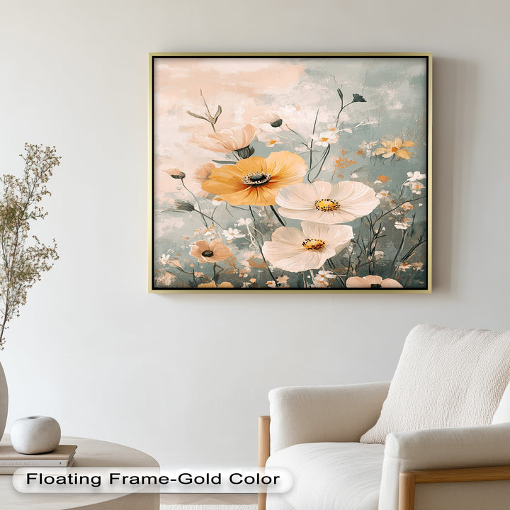 Golden Meadow Bloom - Boho Oil Painting