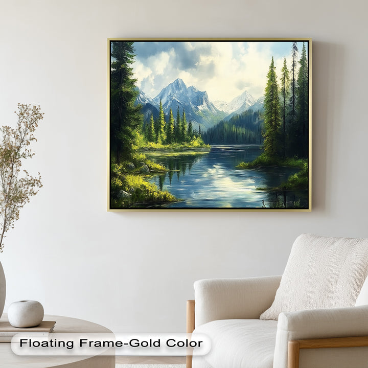 The serene water and towering peaks create a peaceful harmony, drawing the viewer into nature’s quiet sanctuary.
