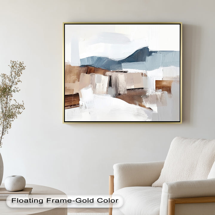 Muted Horizon Layers – Mountain Landscape Abstract Oil Painting