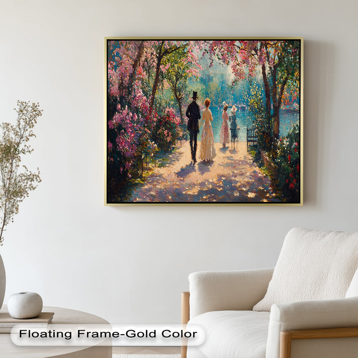 Springtime Promenade – Romantic Garden Path Impressionist Oil Painting
