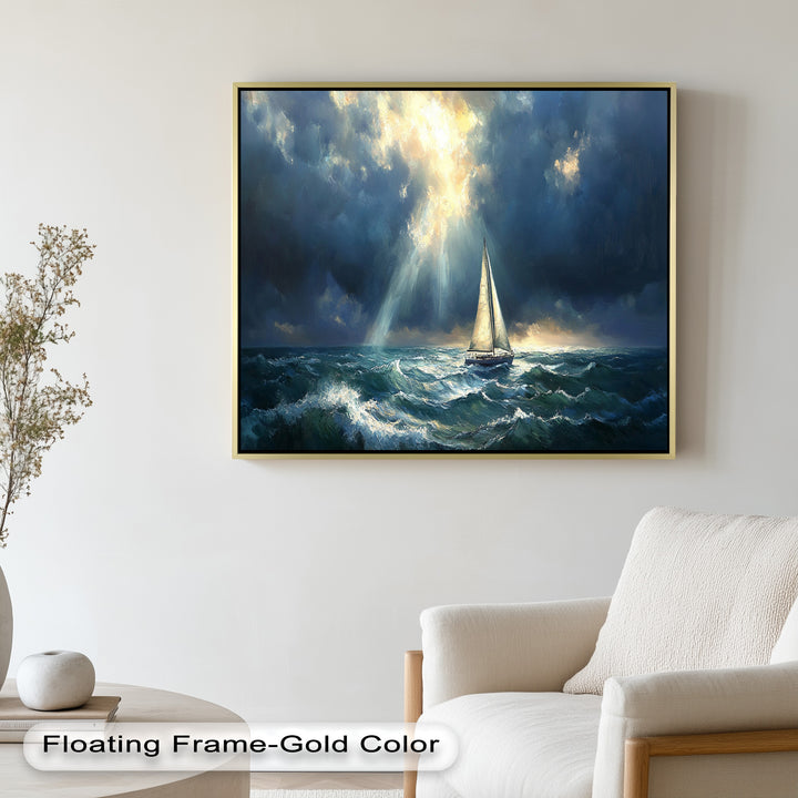 Stormy Horizon – Boat Oil Painting
