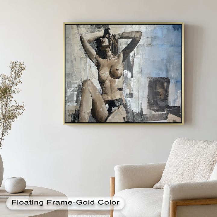 Urban Solitude – Contemporary Nude Oil Painting in Monochrome Hues