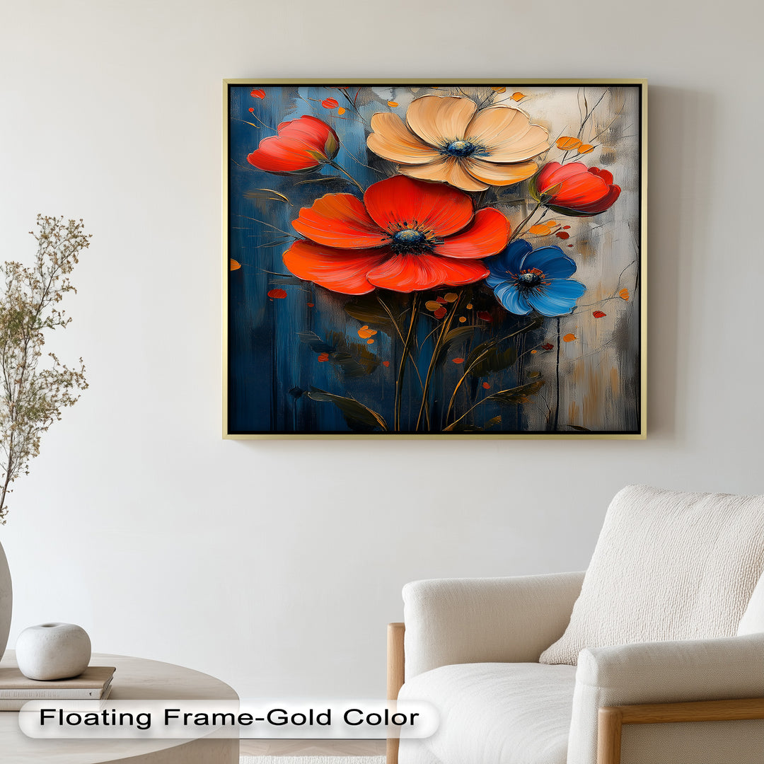 Colorburst Petals – Bold Poppy Bouquet Flower Oil Painting