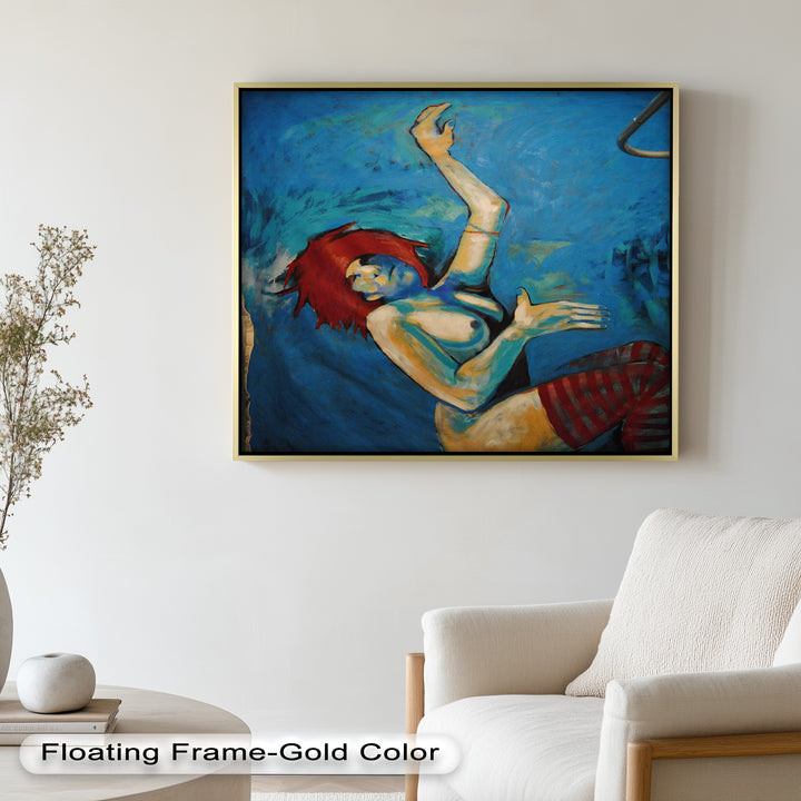 Descent in Blue – Expressionist Female Nude Picasso Oil Painting