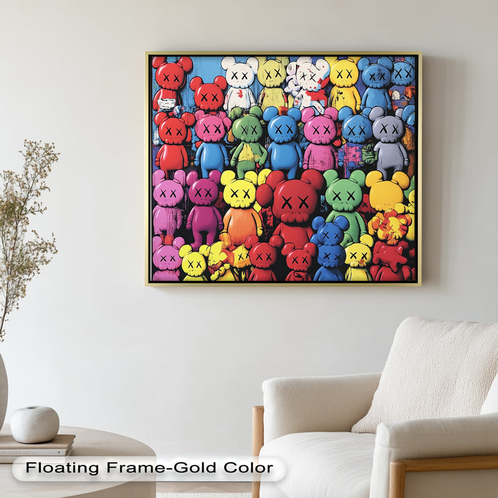KAWS Rainbow Parade – Mehrfarbiges Pop-Art-Ölgemälde