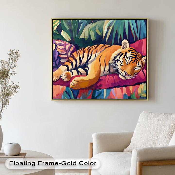 Resting Tiger Oil Painting – Fauvist Jungle Art