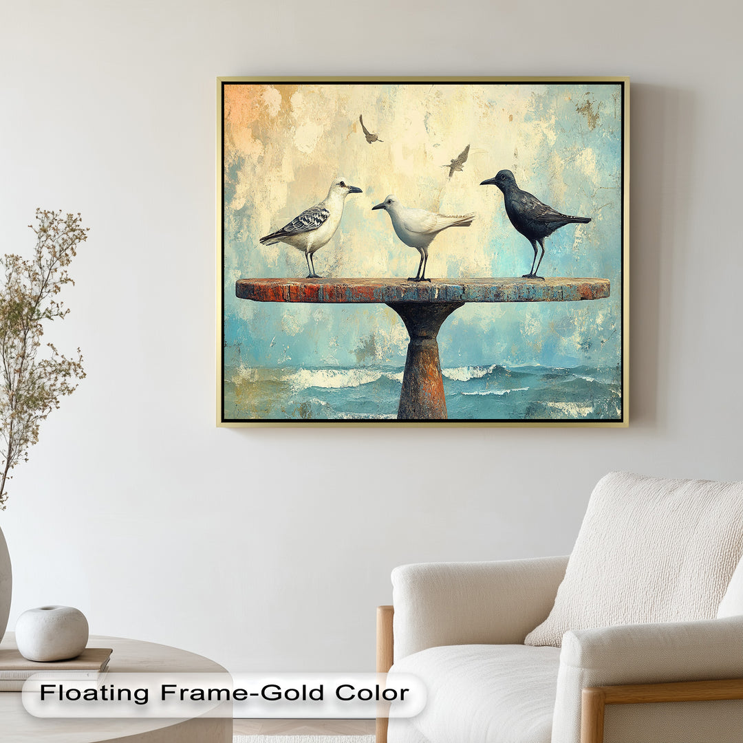 Surreal Birds on Pedestal – Animal Oil Painting
