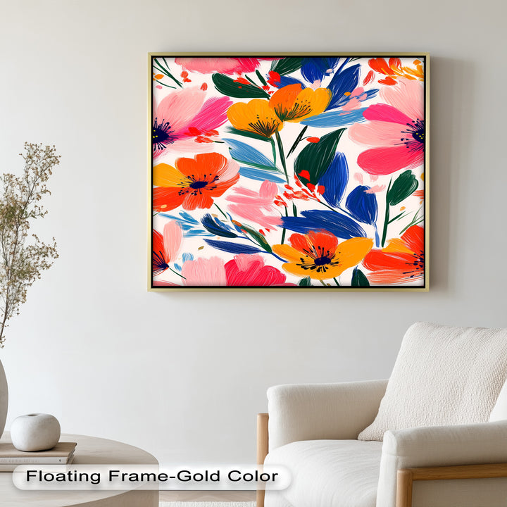 Joyful Bloom Burst – Lebendiges abstraktes Blumenölgemälde