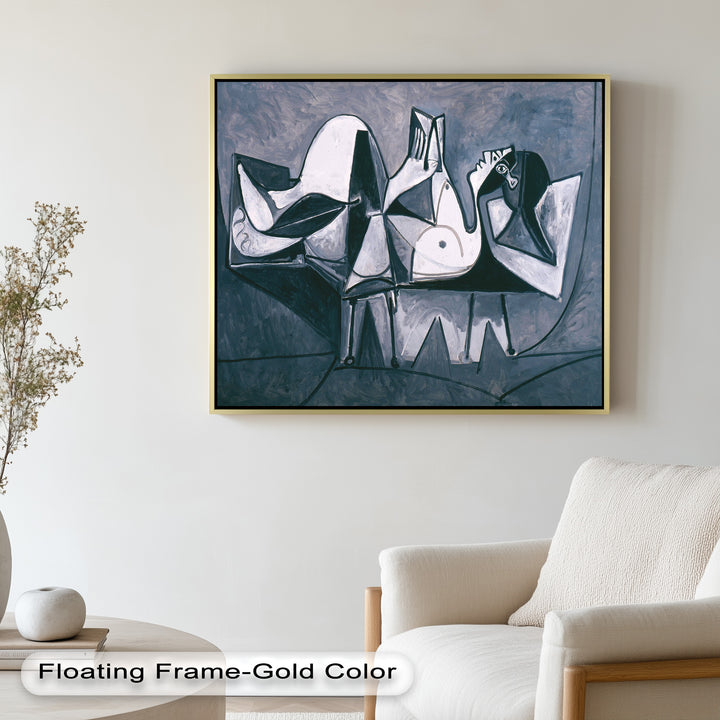 Geometry of Stillness – Monochrome Reclining Picasso Oil Painting