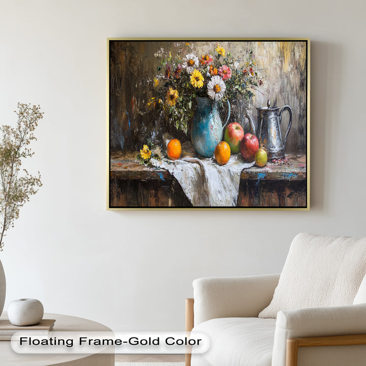 Vintage Floral & Fruit  – Still Life Art Oil Painting