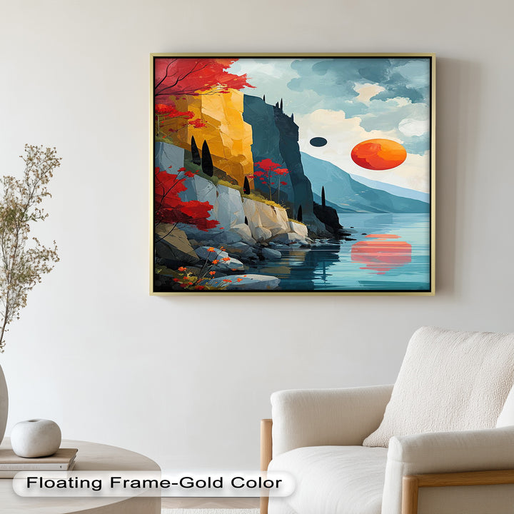 Celestial Cliffs – Surreal Coastal Landscape Picasso Oil Painting