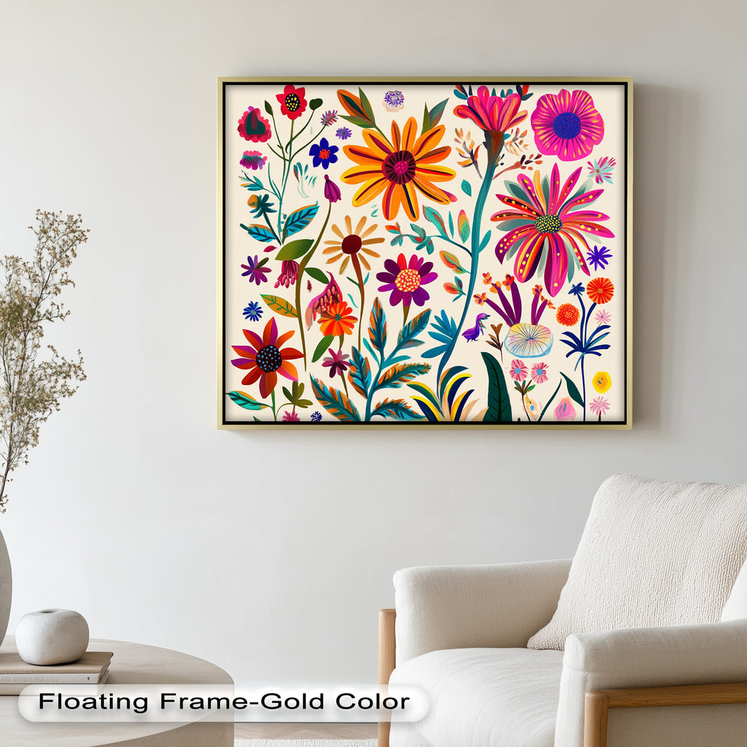 Wild Bloom Symphony – Vibrant Botanical Oil Painting