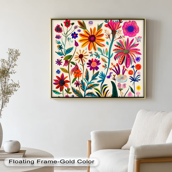 Wild Bloom Symphony – Vibrant Botanical Oil Painting