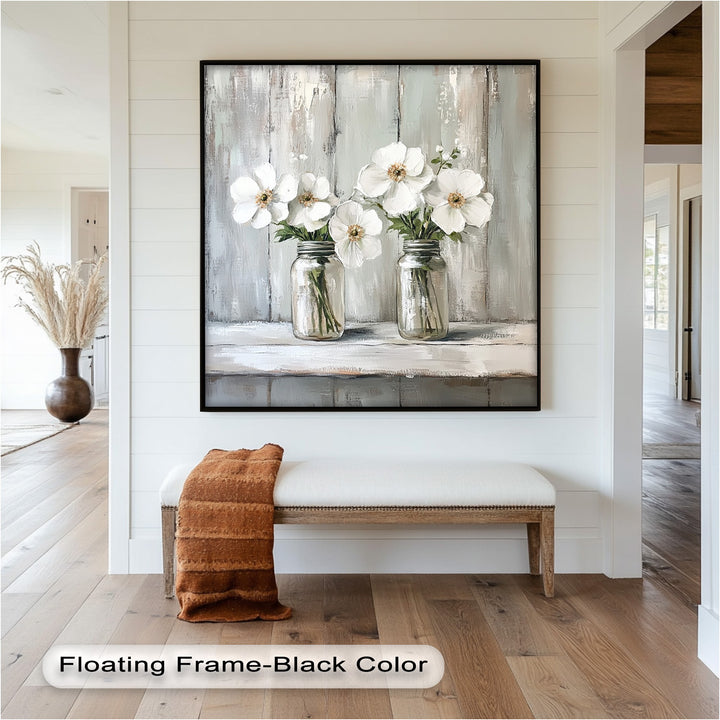 White Flower Jar Still Life – Floral Oil Paintings