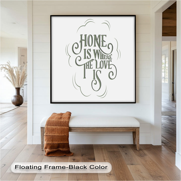 Vintage-style wall art with love and home lettering design.
