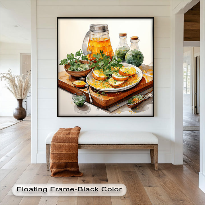 Golden Herb Delight – Rustic Food Still Life Painting