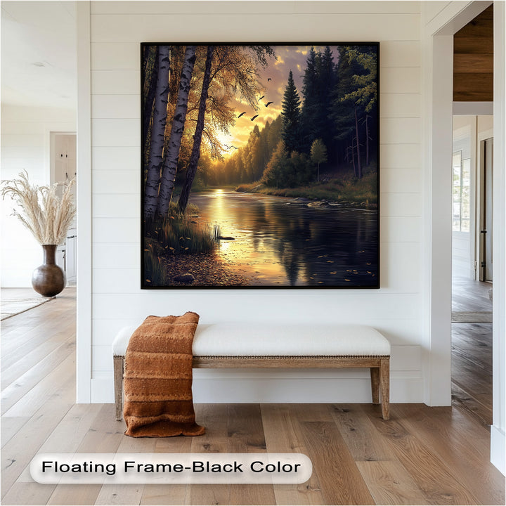 Sonnenuntergang Fluss Wandkunst - Landschaft Ölgemälde