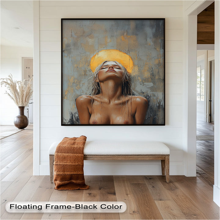 Haloed Grace – Ethereal Nude Portrait Oil Painting