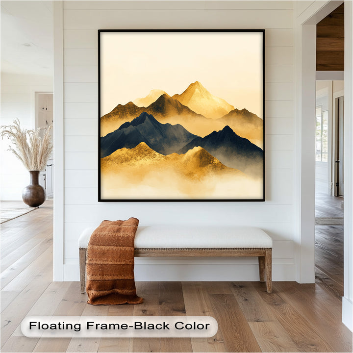Gold &amp; Black Mountains – Modernes Ölgemälde