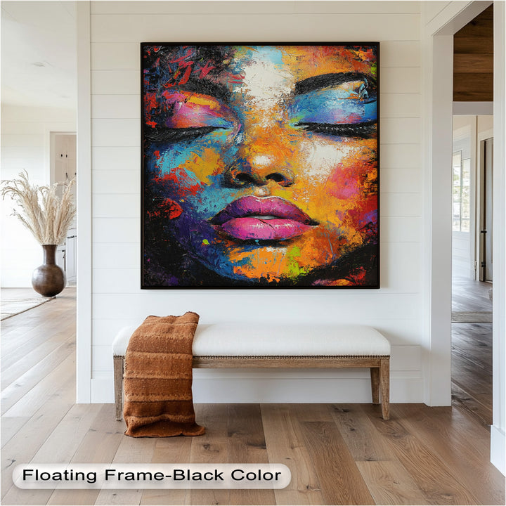 Chromatic Reverie – Bold Female Portrait in Abstract Oil Painting