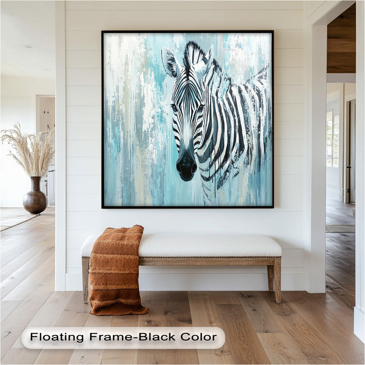 Zebra in Blue Abstract Style - Animal Oil Painting