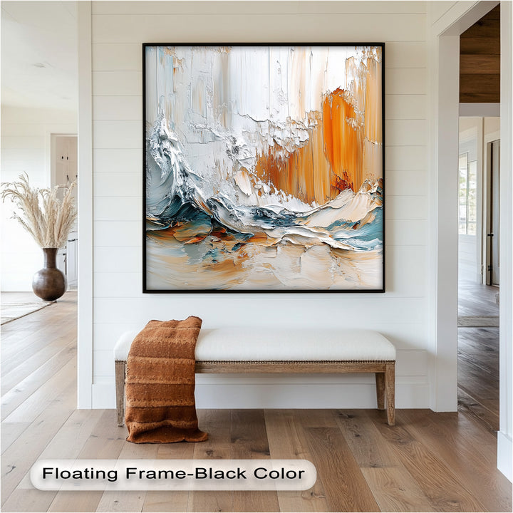 Elemental Surge – Abstract Ocean Cliff Oil Painting