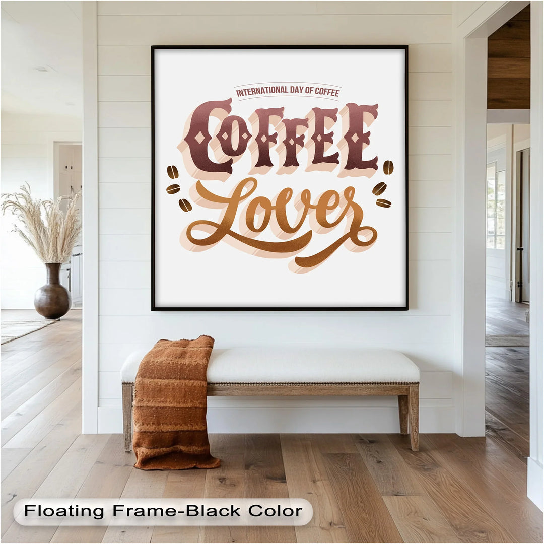 Coffee Lover Typography Art – Coffee Day Oil Painting - MyPhotoStation