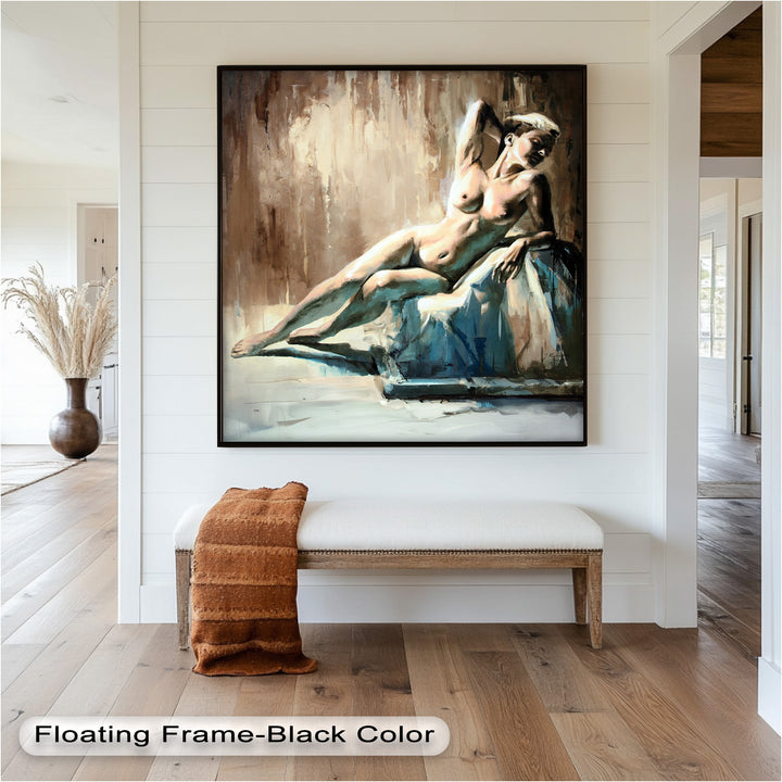 Echoes of Light – Modern Reclining Nude Oil Painting