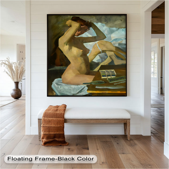 Muted Reverie – Figurative Nude Oil Painting in Earth Tones