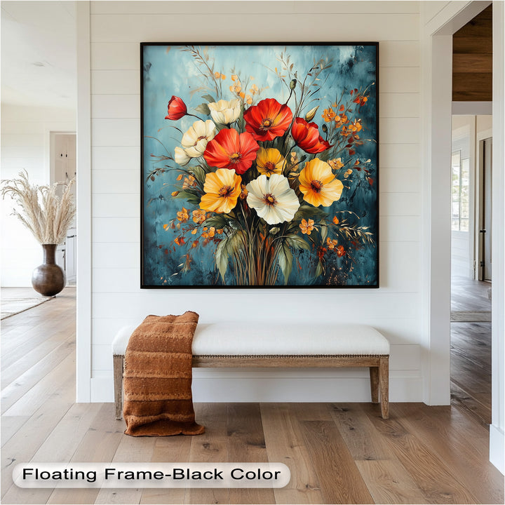 Vibrant Harmony – Multicolored Bloom Bouquet Flower Oil Painting