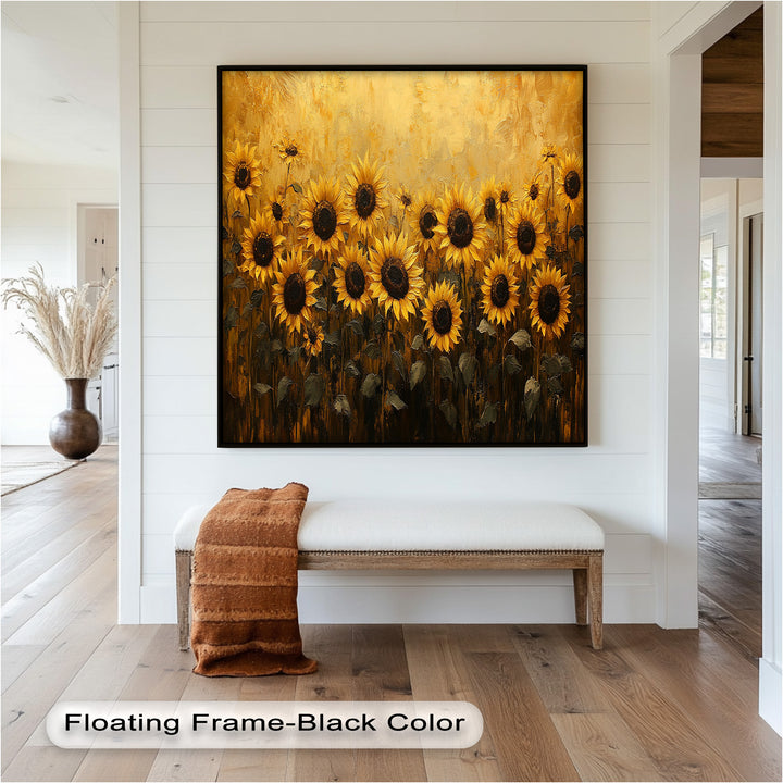 Golden Sunflower Field Wall Art – Floral Oil Painting