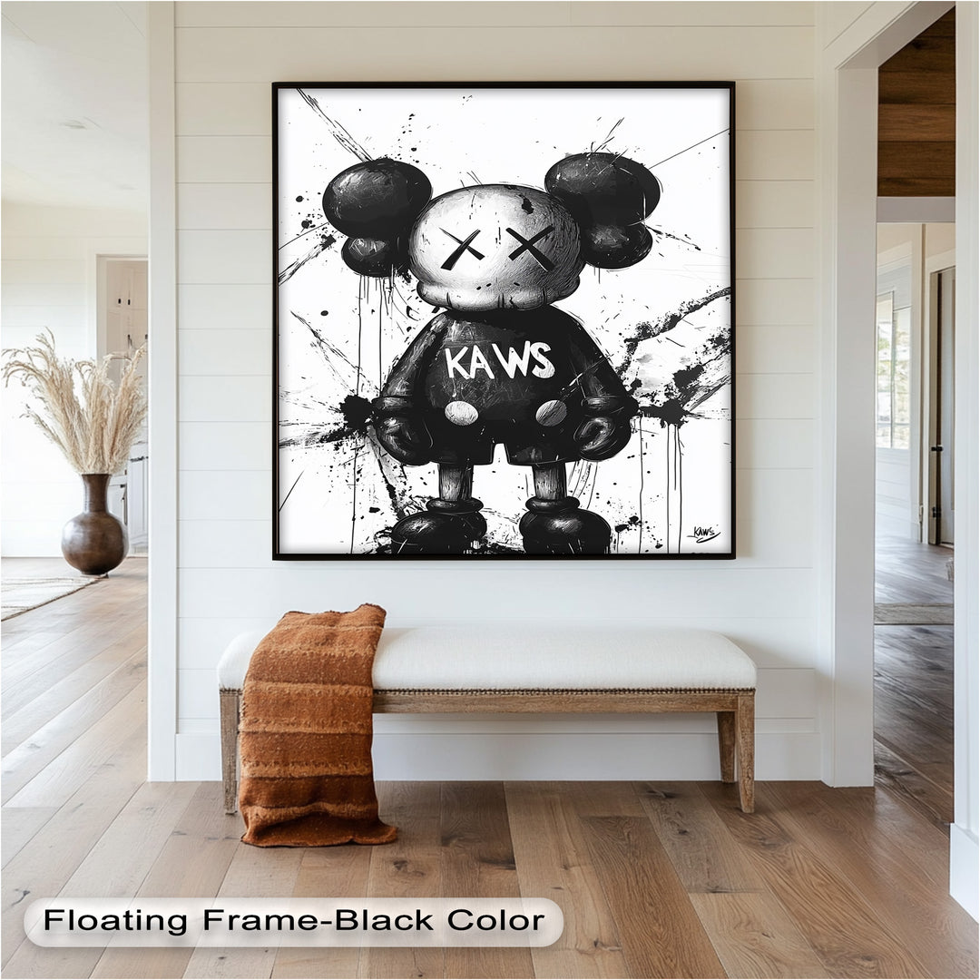 Black & White Figure – KAWS Graffiti Oil Painting
