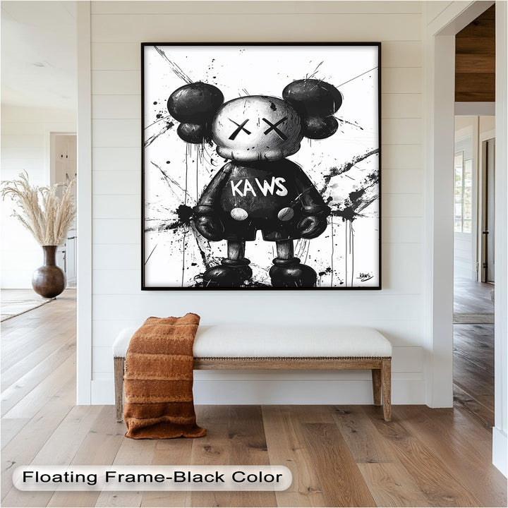 Black & White Figure – KAWS Graffiti Oil Painting