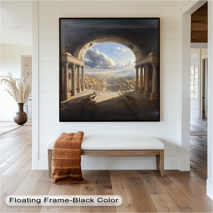Celestial Archway over an Ancient Metropolis – Renaissance Oil Painting