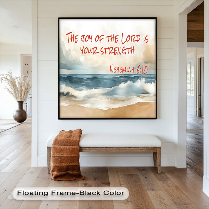 Nehemiah 8:10 – Joy of the Lord Bible Verse Oil Painting