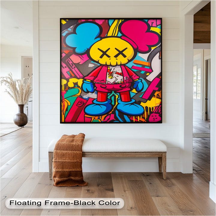 Neon Rebellion – KAWS Graffiti Ölgemälde