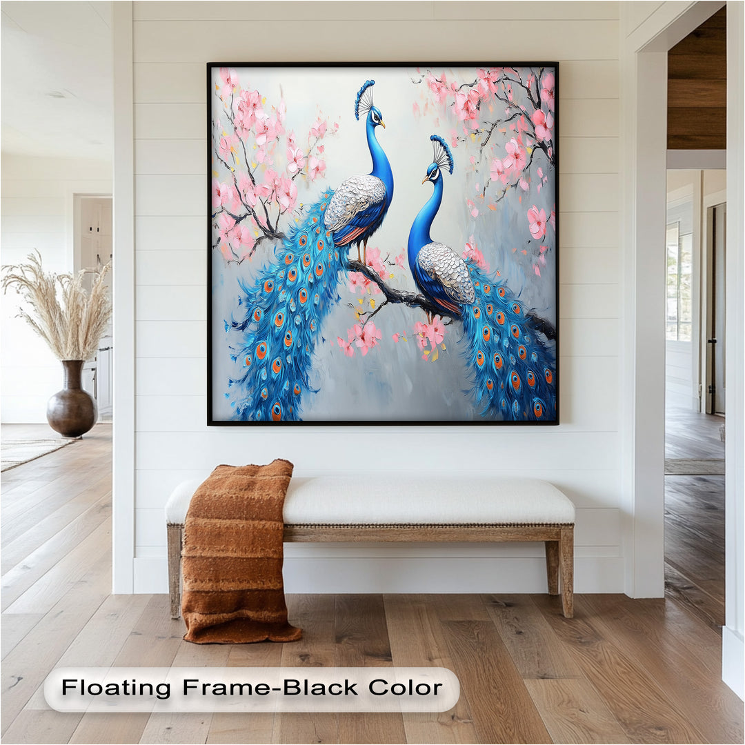Peacocks Among Cherry Blossoms – Animal Oil Painting