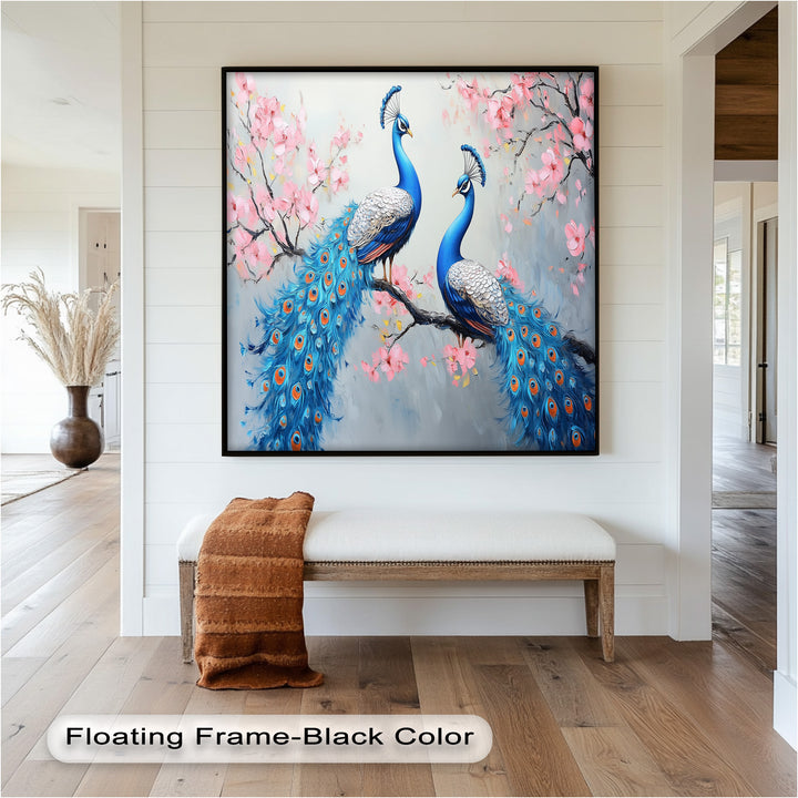 Peacocks Among Cherry Blossoms – Animal Oil Painting