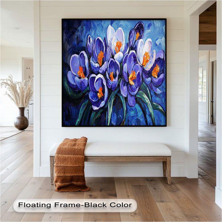 Crocus Flowers in Blue and Violet Hues - Flower Oil Painting