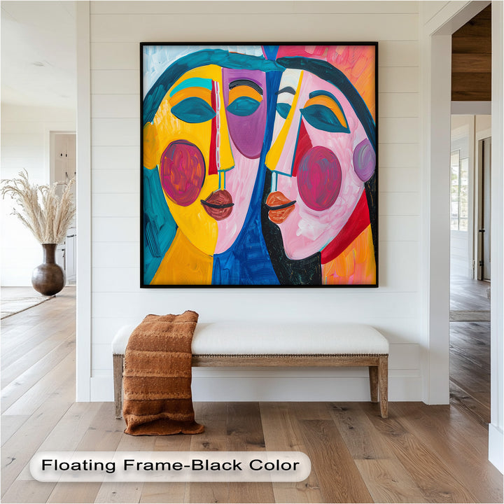 Unified Gaze – Vibrant Dual Portrait Picasso Oil Painting