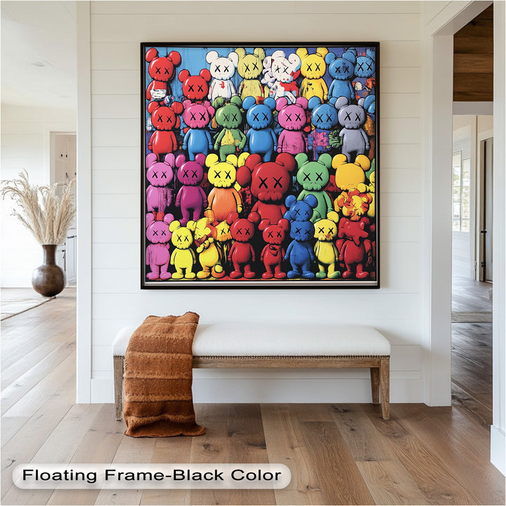 KAWS Rainbow Parade – Mehrfarbiges Pop-Art-Ölgemälde